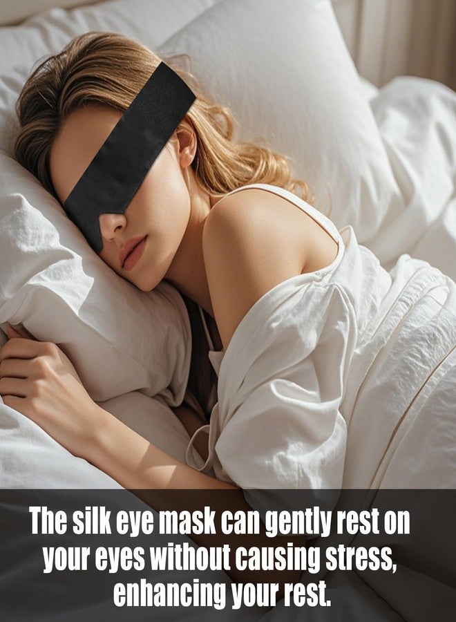 Eychei 2 Pcs Satin Eye Mask for Sleeping, Black and Black Blindfold Silk Sleep Mask, Soft Comfortable Adjustable Blackout Eye Cover V-Shaped Satin Sleep Masks for Women, Men (160 cm/6.3 inch) - Image 4